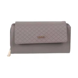 Mochi Grey Textured Bi-Fold Wallet for Women image 1