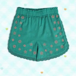 MINIKLUB Kids Green Embroidered Shorts-image-54