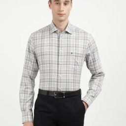 Tommy Hilfiger Grey Cotton Regular Fit Checks Shirt-image-79
