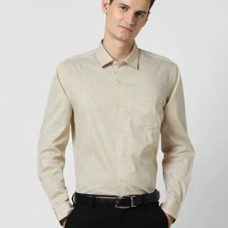 Peter England Beige Regular Fit Printed Formal Shirt-image-79