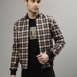 Iconic Multicolored Regular Fit Checks Bomber Jacket-picture-11