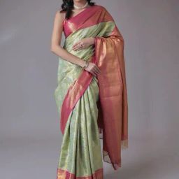 Zari Jaipur Green Woven Design Saree-picture-18