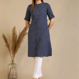 Aurelia Blue Pure Cotton Regular Fit Printed Kurtas-image-31