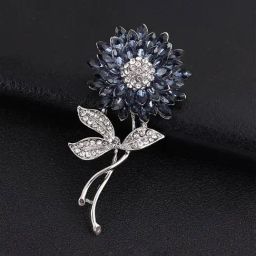 YouBella Silver Plated Blue Floral & Cubic Zirconia Brooches for Women-12