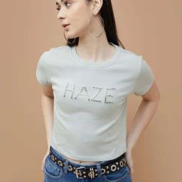 Ginger by Lifestyle Grey Plain T-Shirt-image-85