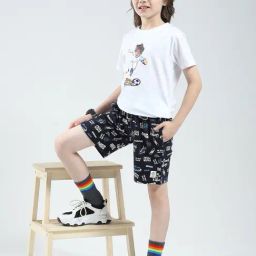 Monte Carlo Boys Navy Blue Printed Regular Fit Bermuda-picture-25