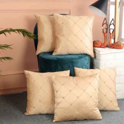 MFD HOME Furnishing Beige Satin Cushion Cover - Set of 5-image-97