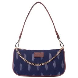 ZOUK Navy Printed Small Baguette Bag-image-17