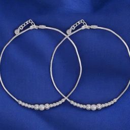 Taraash 925 Sterling Silver Multi Beaded Chain Anklet-image-21