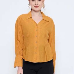 MADAME Mustard Plain Shirt-picture-11