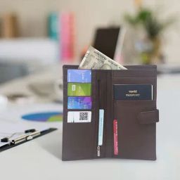 Kara Brown Leather Tri-Fold Wallet for Men-15