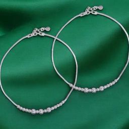 Taraash 925 Sterling Silver Beaded Charm Chain Anklet-image-64