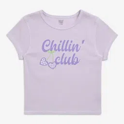 Y&F Kids by Westside Lilac Text Printed Cotton-Blend T-Shirt-image-94