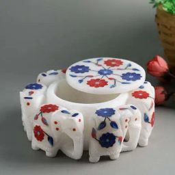 Aapno Rajasthan Multicolor Marble Handmade Pacchikari Multipurpose Box-22