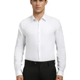 Louis Philippe White Slim Fit Self Pattern Shirt-picture-8