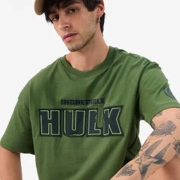The Souled Store Green Cotton Loose Fit Printed T-Shirt-image-42