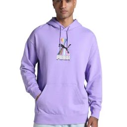 Puma Purple Relaxed Fit Print Hoodie-34