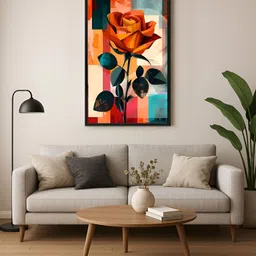 999Store Black & Orange 1 Piece Canvas Floral and Botanical Wall Paintings-image-60