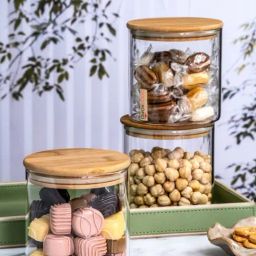 Goodhomes Transparent Glass Storage Jar with Wooden Lid - Set of 3-image-50