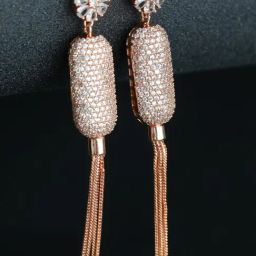 Aatmana Rose Gold-Plated American Diamond Dangler Earrings for Women-45