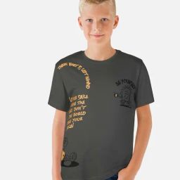 Gini & Jony Kids Grey Printed T-Shirt-image-76