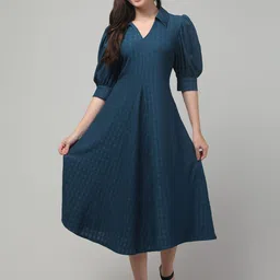 clobug Puff Sleeve Fit And Flare Midi Dress-picture-44