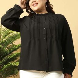 Oxolloxo Black Regular Fit Plus Size Shirt-image-52