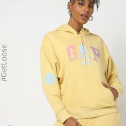 GAP Yellow Regular Fit Graphic Hooded Sweatshirt-image-43