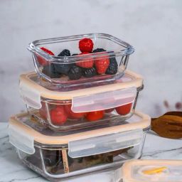 Goodhomes Transparent Glass Air tight Food Container - Set of 3-image-30