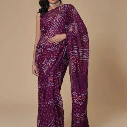Zari Jaipur Purple Bandhani Saree-image-99