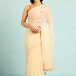Taneira Beige Embroidered Saree With Unstitched Blouse-image-71