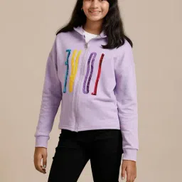 Under Fourteen Only Kids Purple Embellished Full Sleeves Sweatshirt-image-24