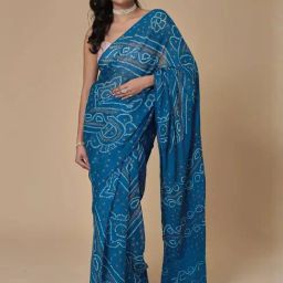 Zari Jaipur Blue Bandhani Saree-picture-13