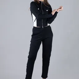 Keepfit Colourblocked Mock Collar long sleeves Jacket With Trousers Co-Ords-54