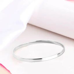 Zavya Eternal Elegance 925 Sterling Silver Rhodium-Plated Plain Bangle-34
