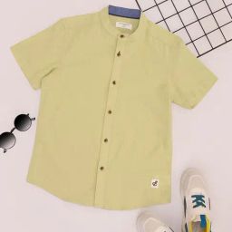 Pantaloons Junior Boys Green Cotton Solid Shirt-image-98