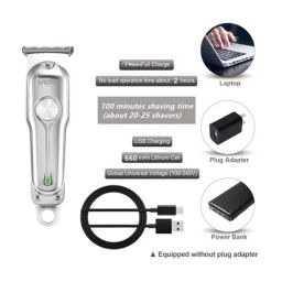 VGR V-071 Rechargeable Corded and Cordless Trimmer - 100 Min Runtime (Silver) image 2