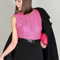 Vero Moda Pink Self Design Top-image-49