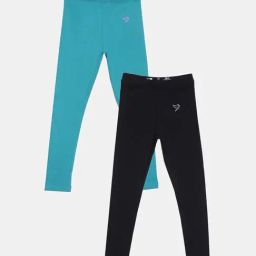 TWIN BIRDS Kids Blue & Black Cotton Regular Fit Leggings (Pack of 2)-image-57
