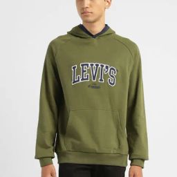 Levi's Olive Cotton Regular Fit Logo Printed Hooded Sweatshirt-picture-47