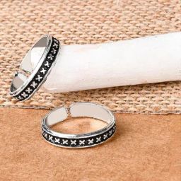 Touch925 Pure Silver Cross Rail Silver Toe Ring-image-4