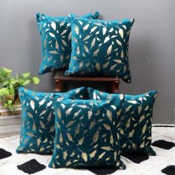 MFD HOME Furnishing Turquoise Blue Velvet Cushion Cover - Set of 5-image-85