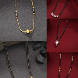 NVR Women's Gold-Plated CZ Stone-Studded & Beaded Mangalsutra - Set of 5-15