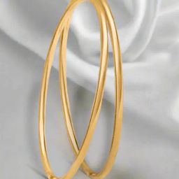 Zavya Classic Gold Plated 925 Sterling Silver Plain Bangles (Pair)-image-11