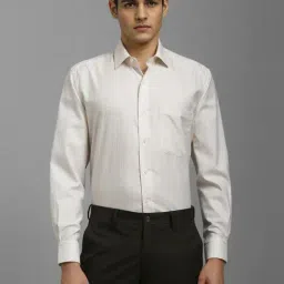 Louis Philippe White Cotton Regular Fit Striped Shirt-picture-16