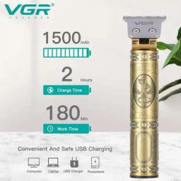 VGR V-228 Professional Rechargeable Cordless Trimmer with LED Display - 180 Min Runtime (Gold) image 4