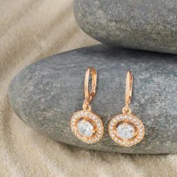 Zaveri Pearls Rose Gold Tone Dazzling Cubic Zirconia Brass Drop Earrings-ZPFK17118-21