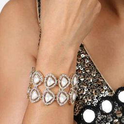 Zaveri Pearls Gold Tone Dazzling Austrian Diamonds & Stones Embellished Bracelet-ZPFK17301-16