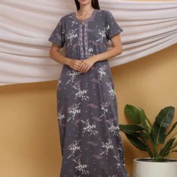 Sweet Dreams Grey Cotton Printed Night Gown-image-98