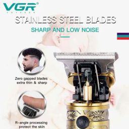 VGR V-228 Professional Rechargeable Cordless Trimmer with LED Display - 180 Min Runtime (Gold) image 5